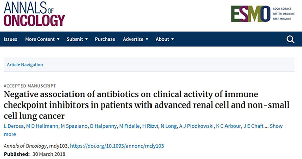 晚期RCC和NSCLC 抗生素影响免疫检查点抑制剂临床活性