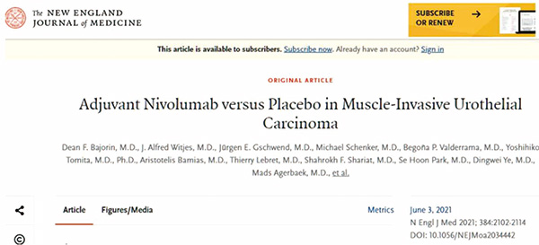 高危肌层浸润性尿路上皮癌 纳武利尤单抗辅助治疗延长无病生存