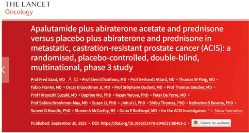 转移性去势抵抗性前列腺癌 联合阿帕鲁胺或优于标准方案