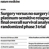 铂敏感复发卵巢癌 SOC-1研究总生存结果会上公布